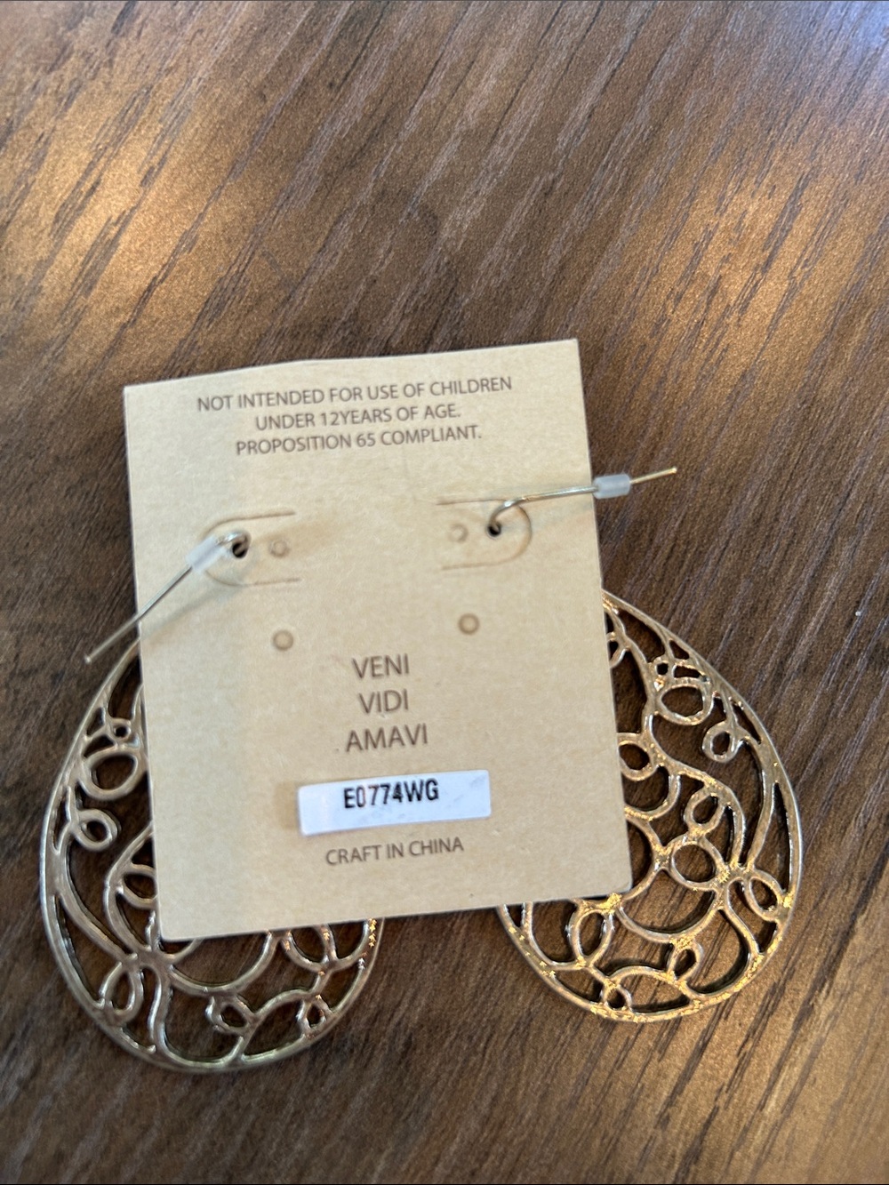 élan Gold Tone Filigree Teardrop Earrings - Picture 2 of 4
